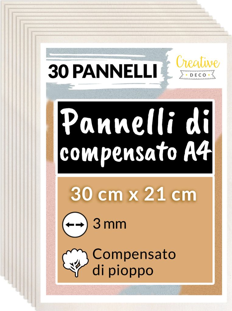 Creative Deco 30 x A4 Pannelli in Legno Compensato | 3mm / Immagine del prodotto 