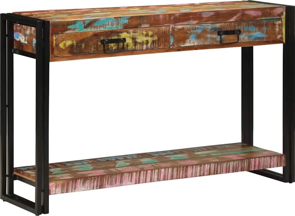 Konsolentisch mit Regal Mehrfarbig Massives upgecyceltes Holz