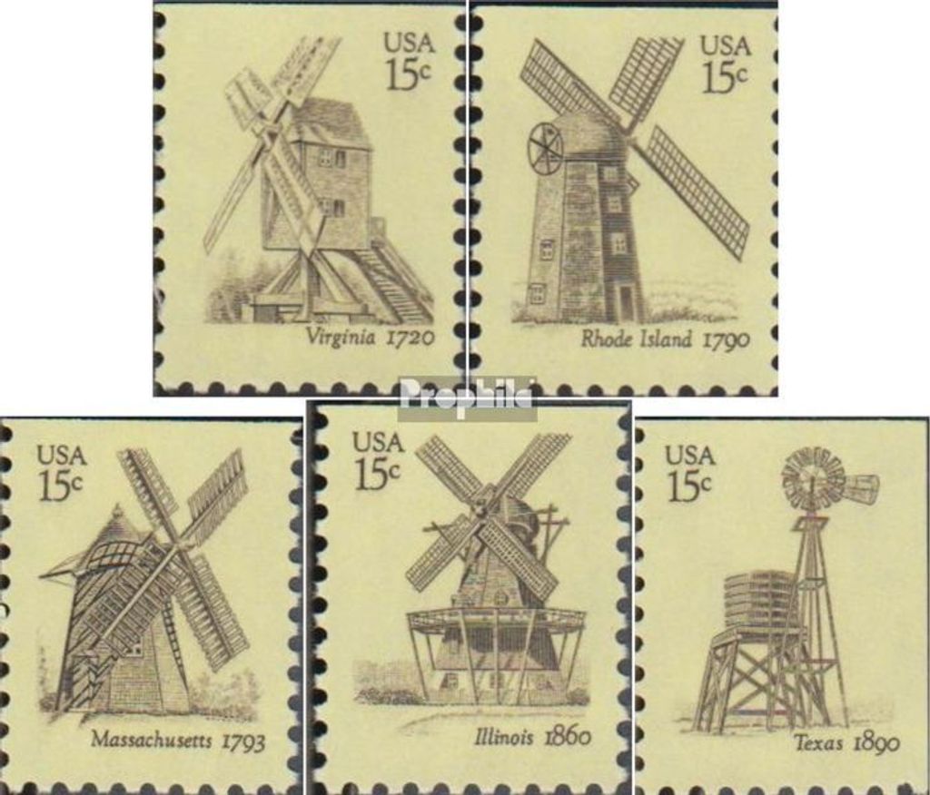 Briefmarken USA 1980 Mi 1415Do-1419Eor (kompl.Ausg.) postfrisch Windmühlen