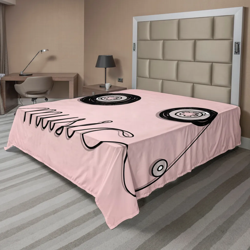 Drap Plat Décoratif Motif Musique 275x260 cm en Tissu Doux Confortable