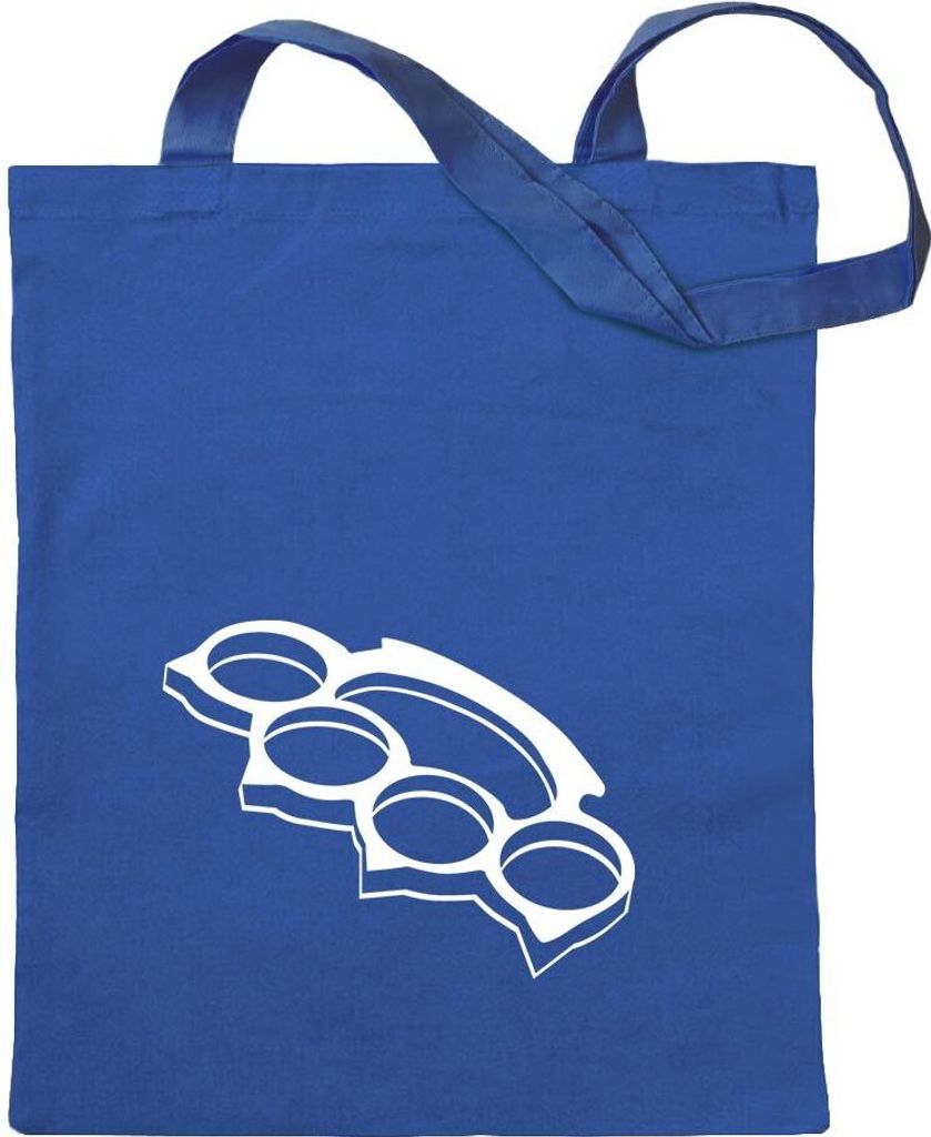 Kiwistar - Baumwolltasche - royalblau - Schlagring Faust - Tragetasche Stoffbeutel Umhängetasche langer Henkel