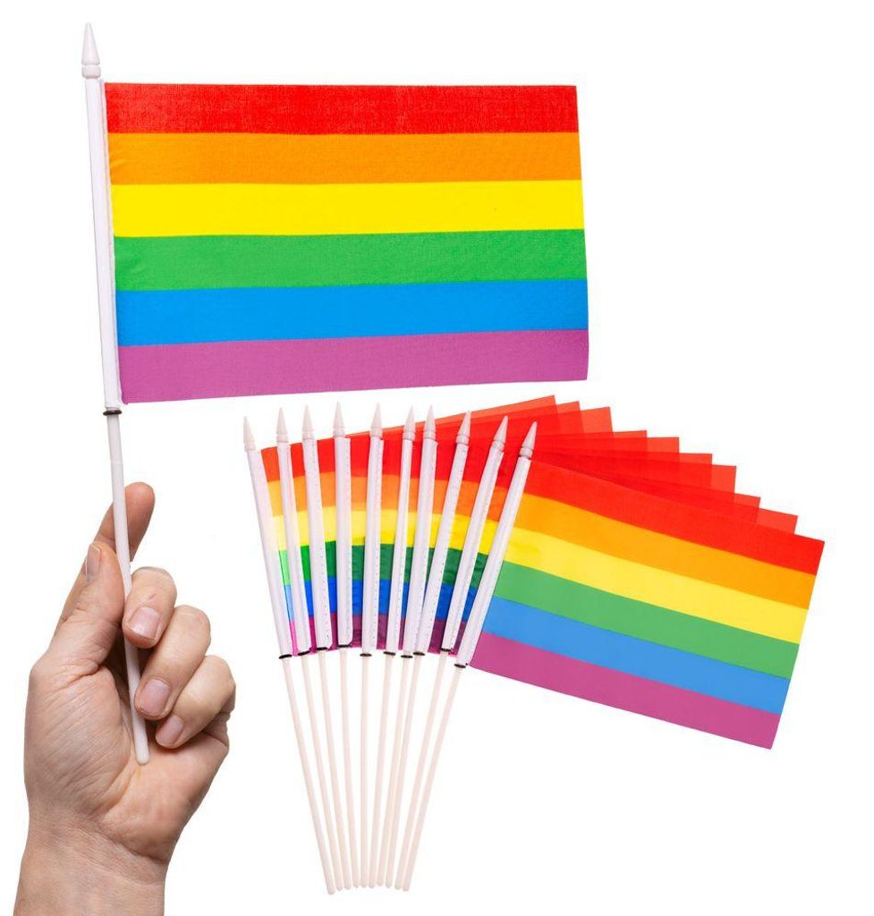 PHENO FLAGS Handfahne Regenbogen Fähnchen Stockfahne Produktbild 