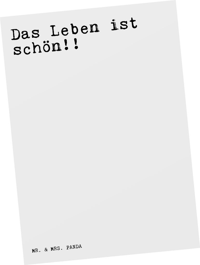 Mr. & Mrs. Panda Postkarte Das Leben ist schön!!... - Weiß - Geschenk, Motivation, Fotokarte, Ansichtskarten, Weisheit, Postkarten, Spruch, Sprü...