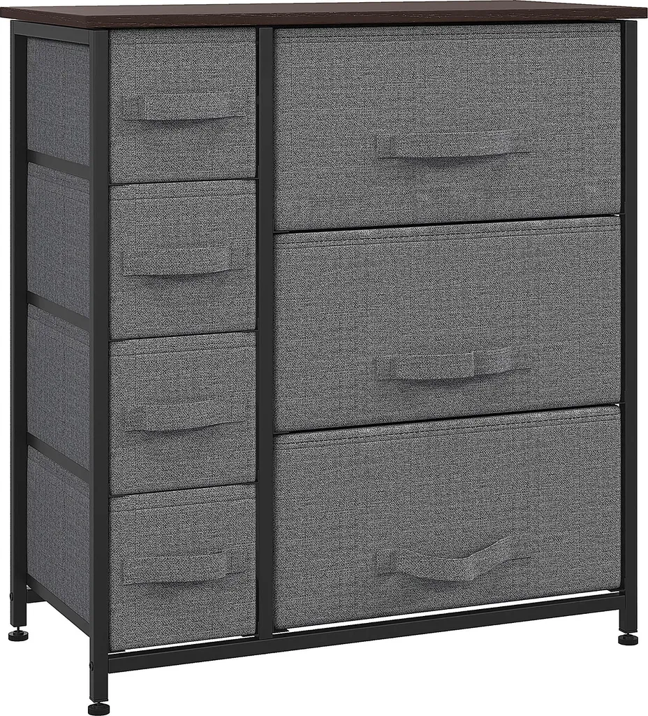 Fortuna Lai Armoire de Rangement avec 7 Tiroirs en Tissu Gris 63x30x71cm