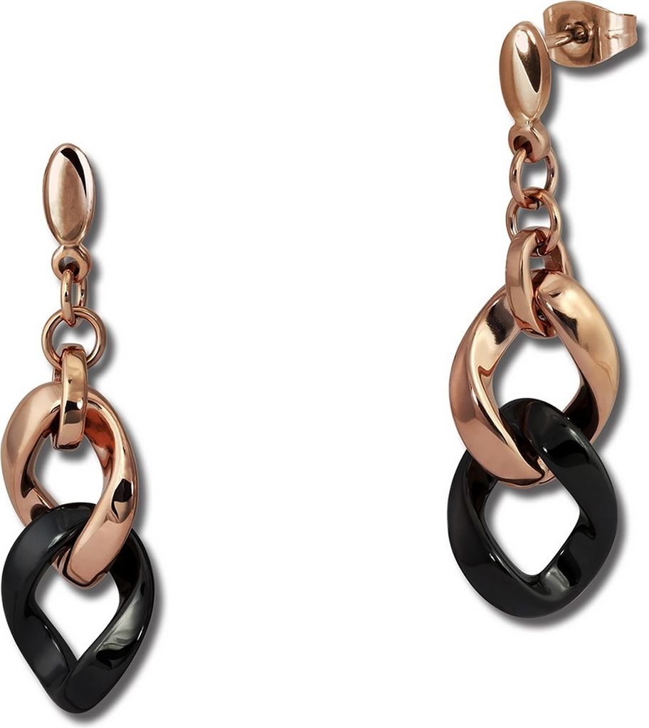 Amello Damen Edelstahl Keramik 333er Rose Gold rosegold schwarz Ohrschmuck D2ESOX22S