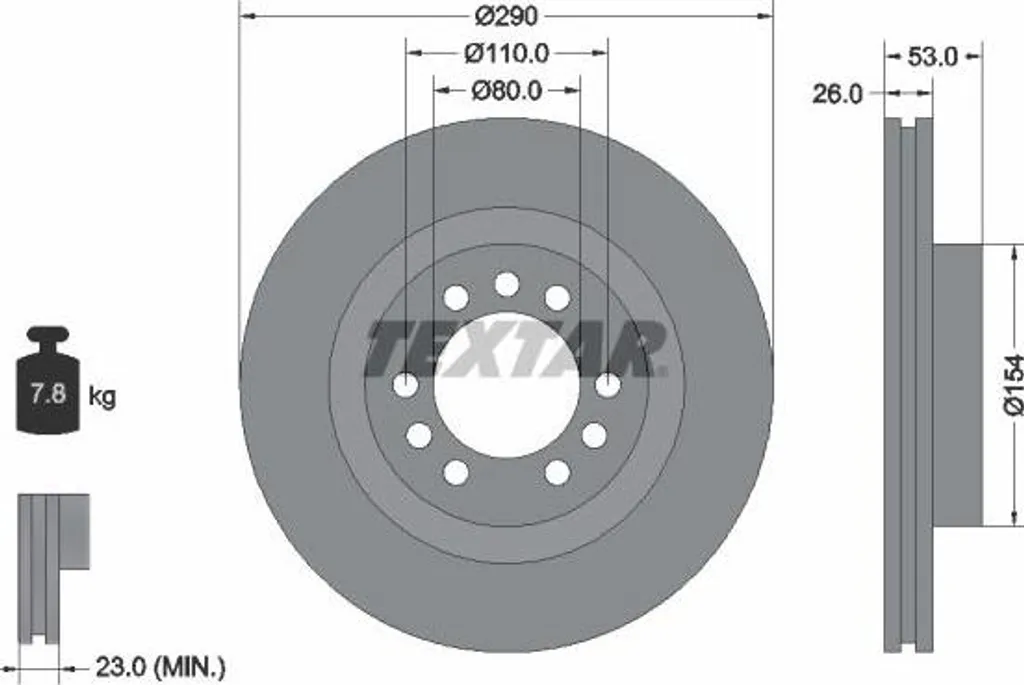 Disque de frein anti-vibration TEXTAR 93127200 haute teneur en carbone