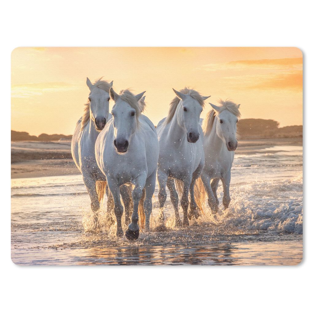 MuchoWow Mauspad Mousepad Pferde - Wasser - Strand - Tiere 23x19 cm - Mousepads - Maus Mat - Pad - Mausunterlage - Schreibtischunterlage - Mauspad
