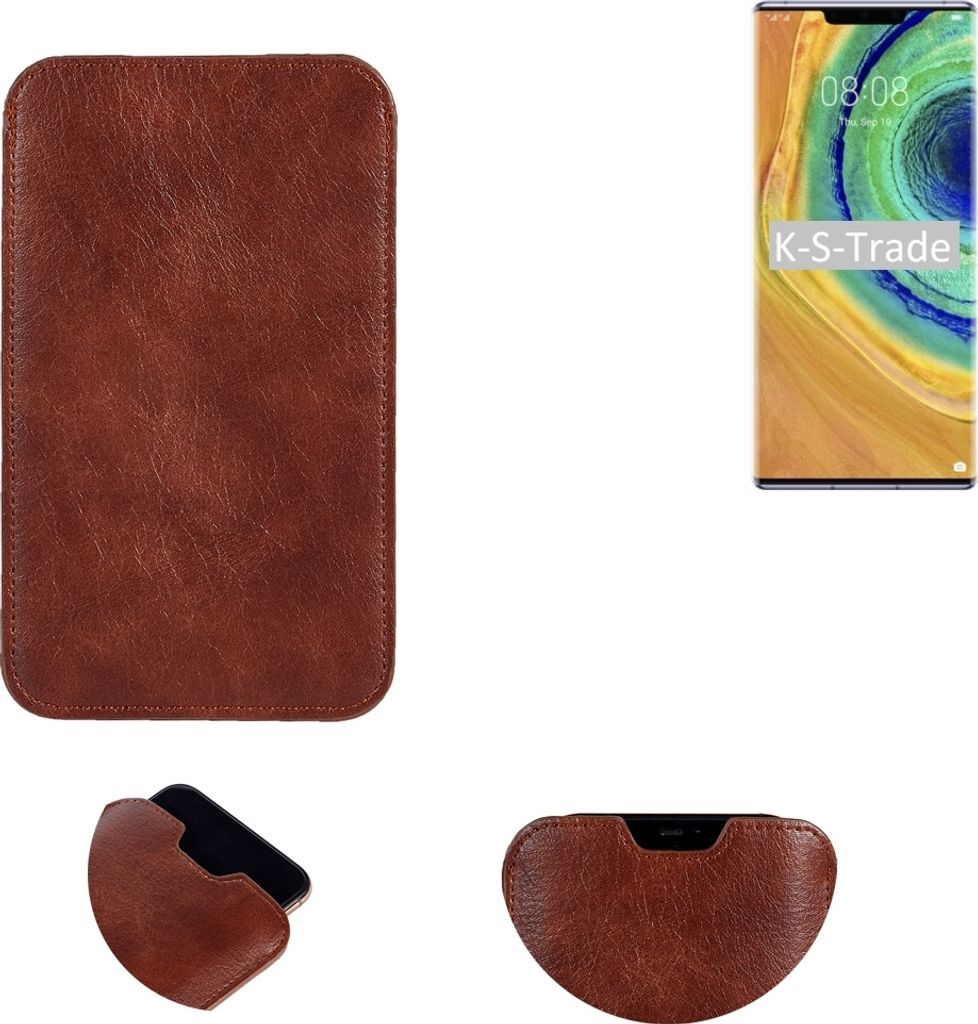 K-S-Trade Schutzhülle Handyhülle kompatibel mit Huawei Mate 30 Pro Handytasche Kunstleder Sleeve in braun