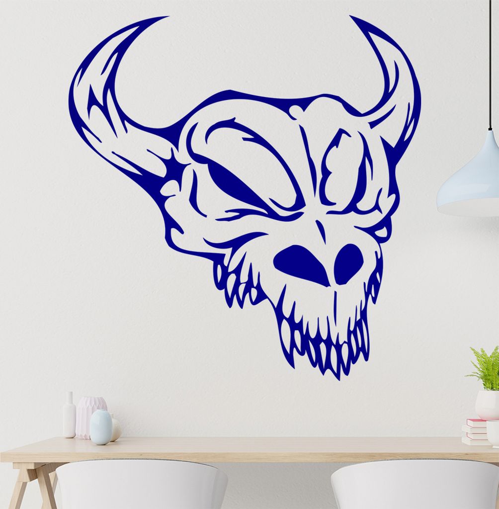 Western Schädel Wandtattoo in 6 Größen - Wandaufkleber Wall Sticker - Dekoration, Küche, Wohnzimmer, Schlafzimmer, Badezimmer