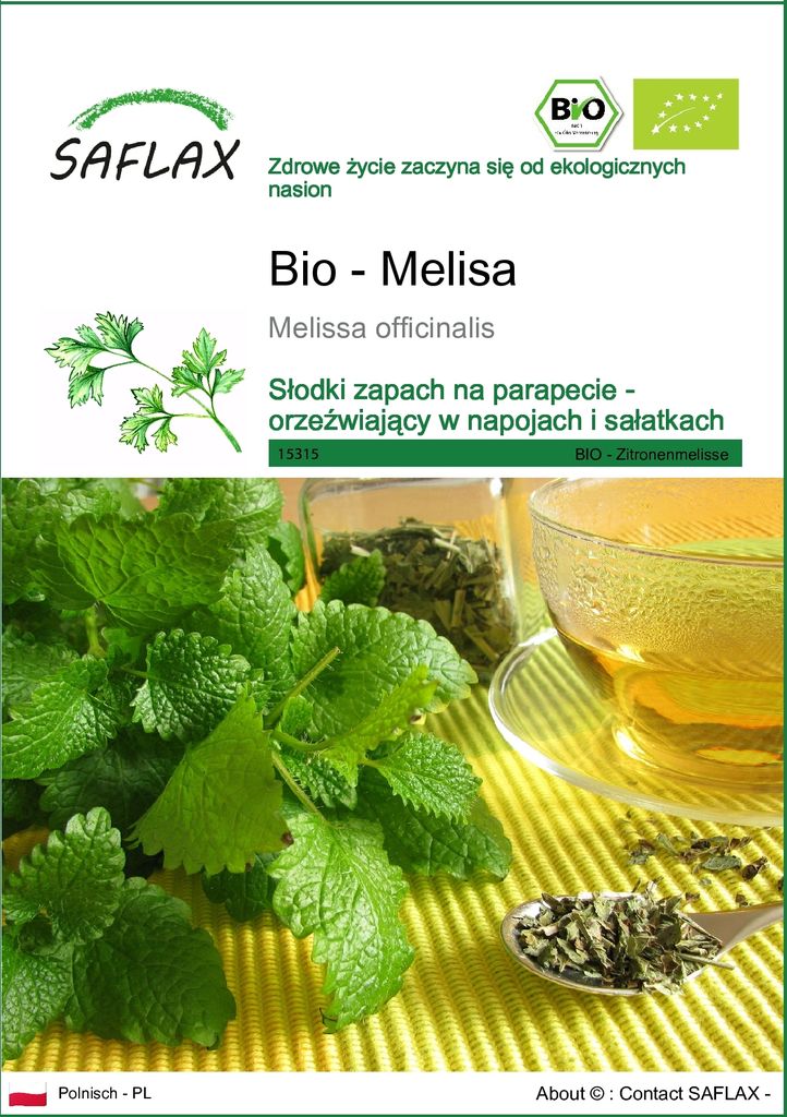SAFLAX - Bio - Melisa - 1000 Nasiona - Melissa officinalis Zdjęcie produktu 