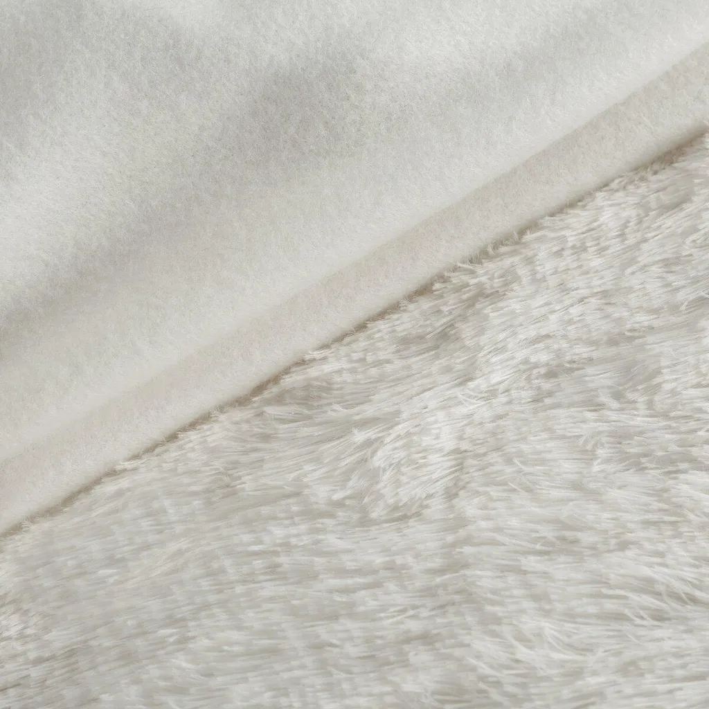 Parure de lit Tiffany crème 220x200 texture fourrure douce D91 Chic - 2