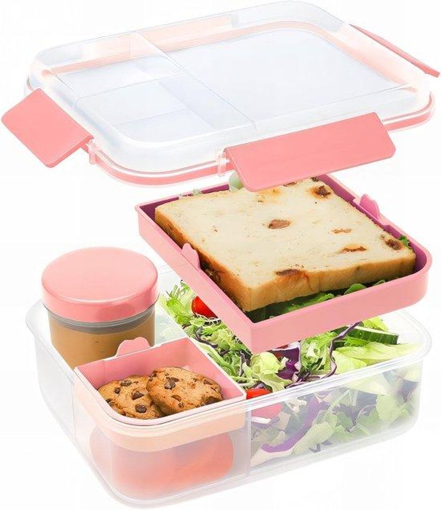 Famanu Bento Box 1600 ml - Lunchbox mit Fächern und Dressingbehälter