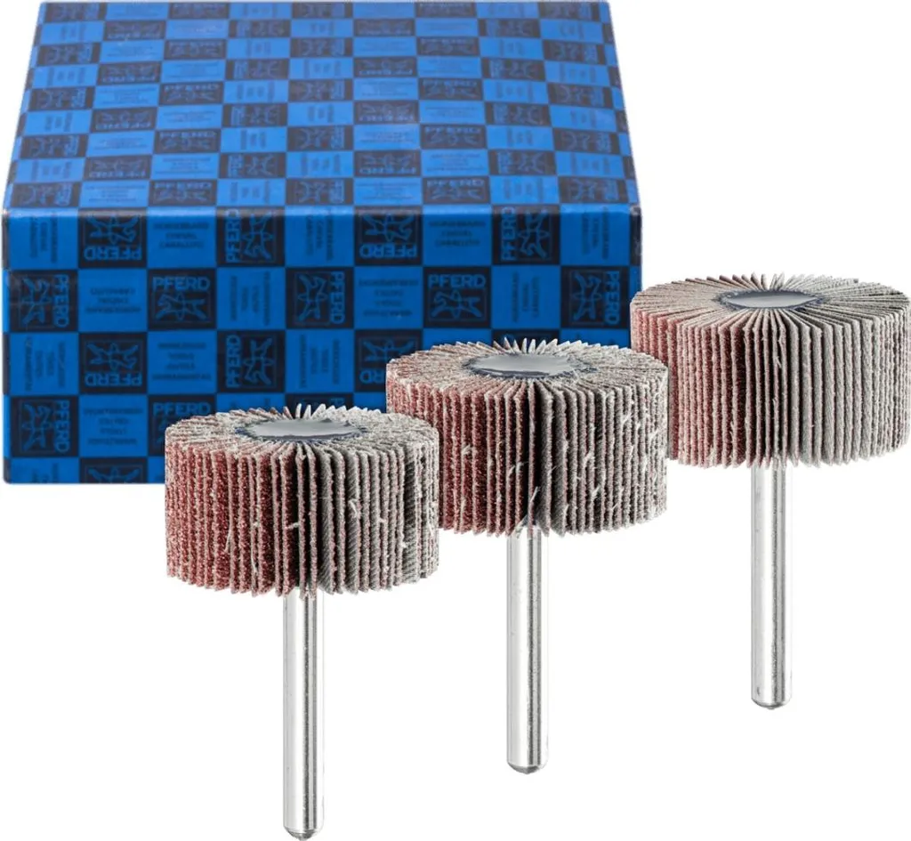 Set 3 Dischi Lamellari PFERD 40x20mm Gambo 6mm A60/80/120 Finitura Metallo