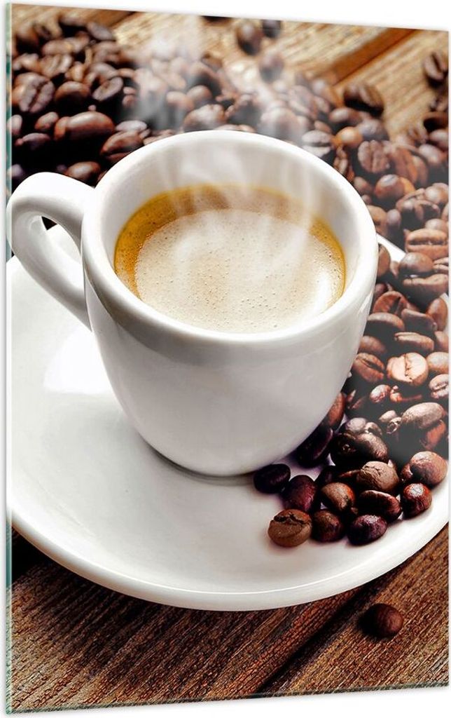 Bilder auf glas - Einteilig - Kaffee Tasse Espresso heiß - 50x70cm - Glasbilder - Wandbilder - Bilder - zum Aufhängen bereit - Wanddekoration aus...