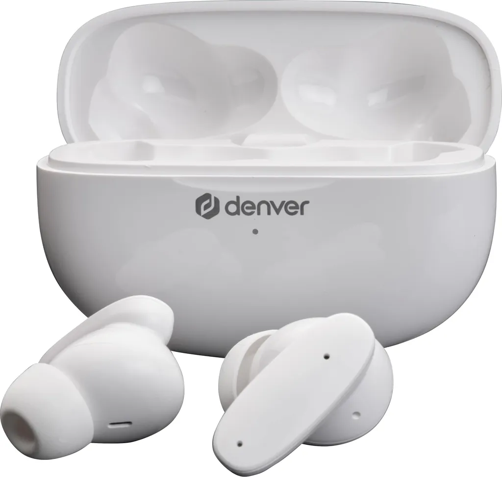 Denver TWE-49ENC Auricolari Bluetooth 5.3 Bianco con 4 Microfoni ENC
