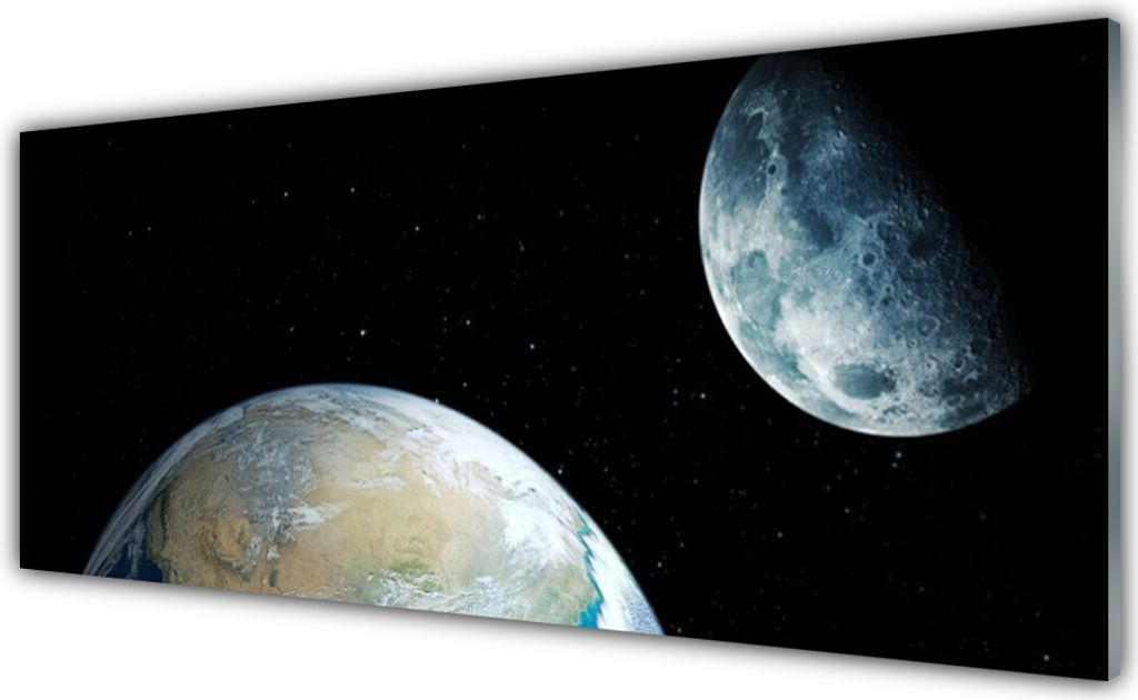 Acrylglasbilder 125x50 Wandbild Druck Mond Erde Weltall Weltall