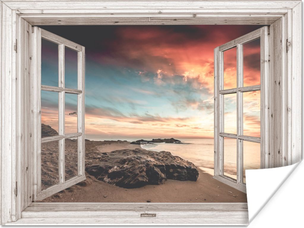 MuchoWow Poster Aussicht - Strand - Meer 40x30 cm - Plakate für die Wände - Poster Wohnzimmer