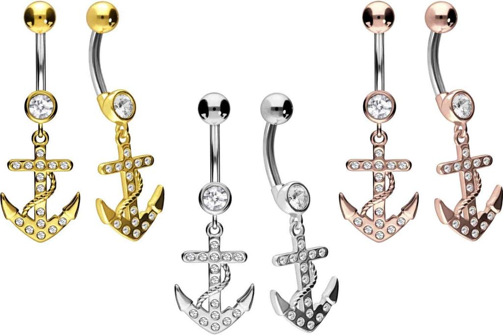 Bauchnabelpiercing Titan Bananabell mit 925er Silber Design ANKER