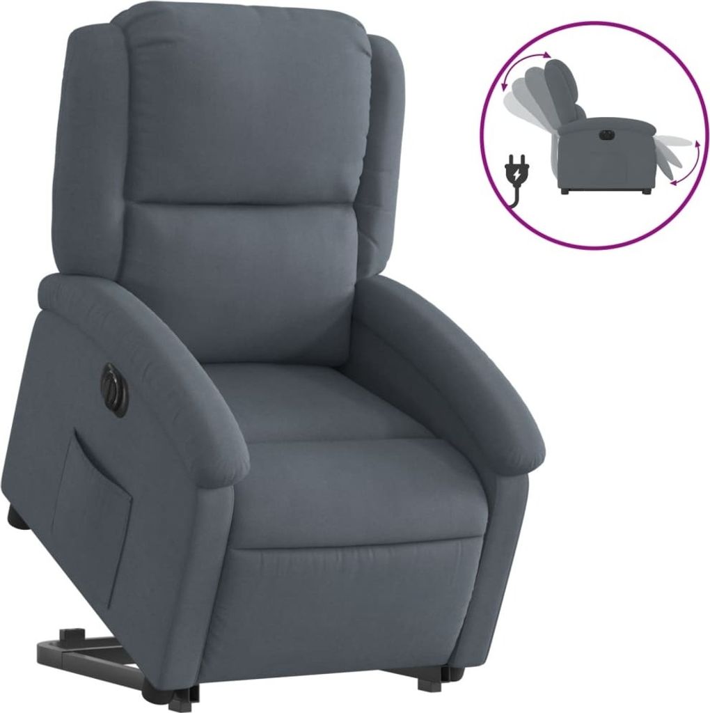 vidaXL Relaxsessel mit Aufstehhilfe Elektrisch Dunkelgrau Samt