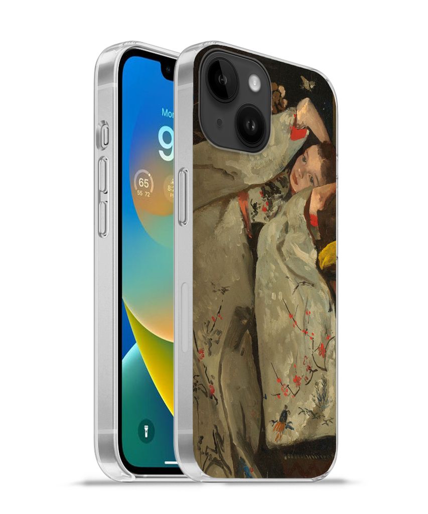 MuchoWow Handyhülle Schutzhülle Hülle für Apple iPhone 14 - Softcase Mädchen im weißen Kimono - Gemälde von George Hendrik Breitner Siliko...