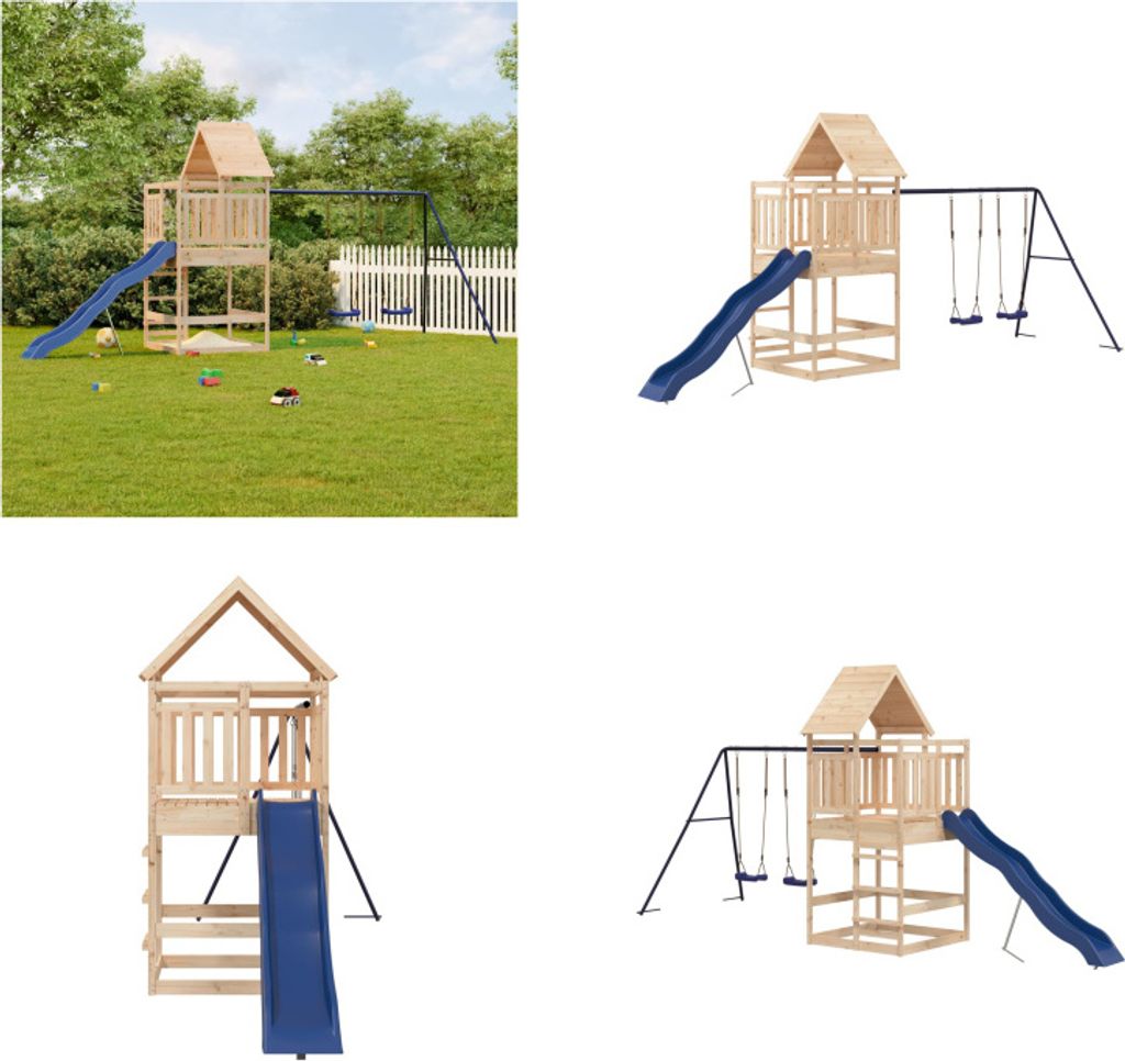 vidaXL Spielturm Massivholz Kiefer - Spielplatz - Spielplätze - Garten Spielplatz - Outdoor Spielplatz