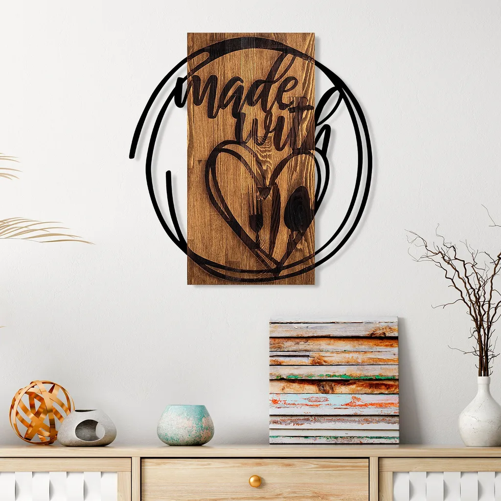 Decorazione Parete Wallity Made With Love - Legno Noce 55 x 57 cm