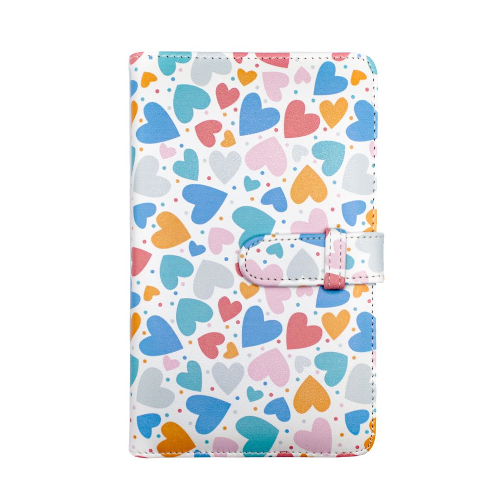 Album Instax Mini 108 Fotos Taschenalbum verschließbar mit Riemen - verschiedene Muster (Hearts 1)