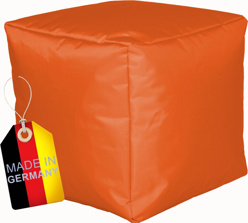NYVI Sitzwüfel chillCUBE Orange - Moderner Sitzhocker - Wasserabweisend, Schmutzabweisend, Pflegeleicht - Sitzgelegenheit für Erwachsene und Kinder