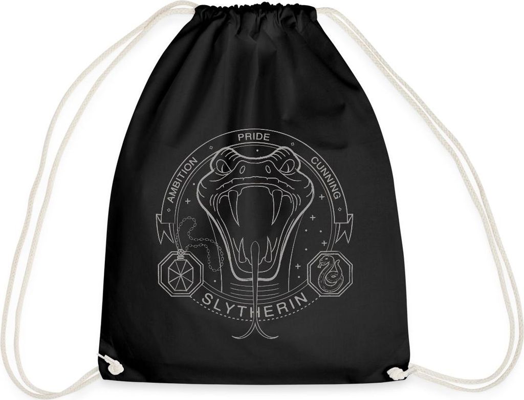 Spreadshirt Harry Potter Slytherin Wappen Schlange Turnbeutel, One size, Schwarz