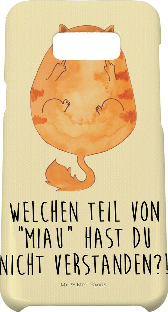 Mr. & Mrs. Panda Samsung Galaxy S8 plus Handyhülle Katze Mittelfinger - Gelb Pastell - Geschenk, Handy Case, Cats, Katzen, Cover, Kater, Cat, Miet...