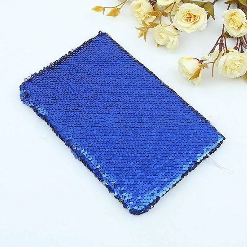 Carnet A5 à paillettes réversibles bleu avec coins arrondis pour notes