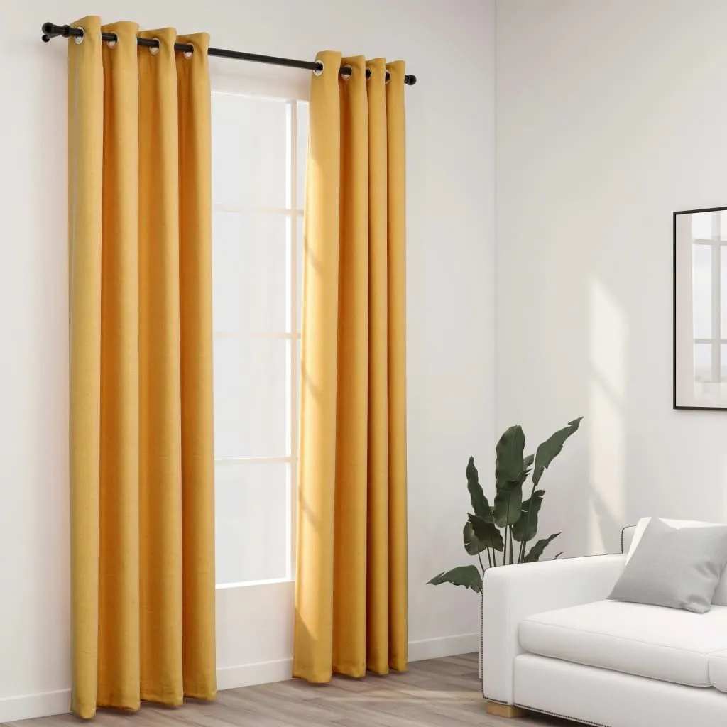 Tende Gialle Look Lino 140x225 cm - Coppia Tende Oscuranti Prezzo