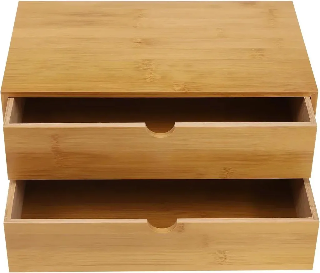 Boîte de rangement anti-désordre kaki en bambou pour trier la maison