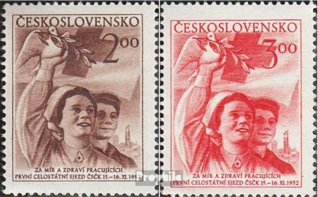 Briefmarken Tschechoslowakei 1952 Mi 770-771 (kompl.Ausg.) postfrisch Rotes Kreuz