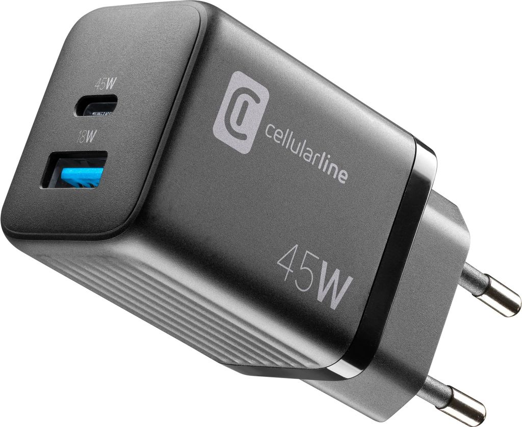 USB Charger Multipower Micro 45W GaN 2 Ports PD Black (60001) Ladegerä