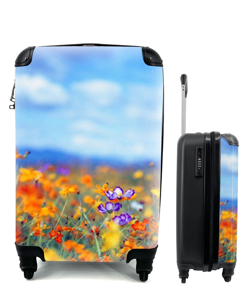 MuchoWow Koffer Handgepäck Trolley Rollkoffer Kleine Reisekoffer mit 4 Rollen - Kosmos - Farben - Frühling - Cabin Size < 55x40x23 cm & 55x40x2...
