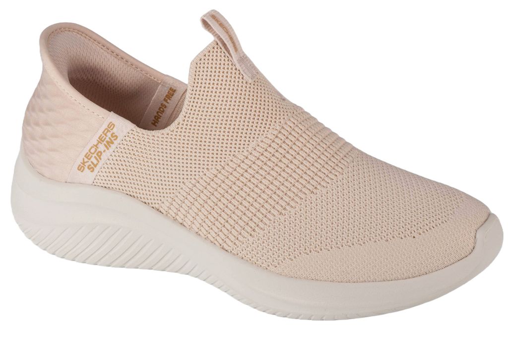 A single Skechers Slip-ins sneaker in a light beige color.