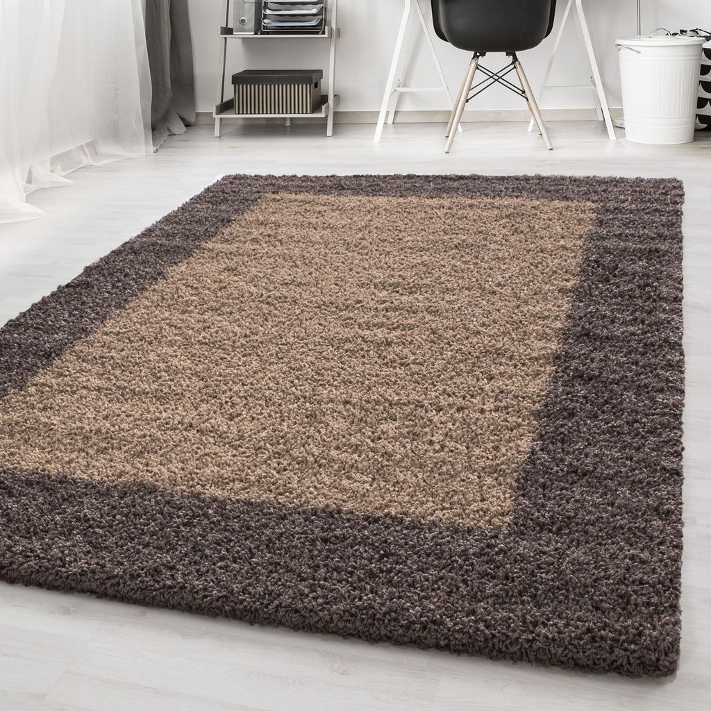 Carpetsale24 Hochflor Teppich Bordüre Design Modern Shaggy Produktbild 