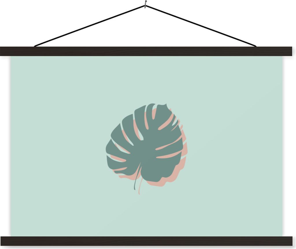 MuchoWow Textilposter Sommer - Monstera - Pastell 90x60 cm mit schwarzem Rahmen - Aufhängungssatz