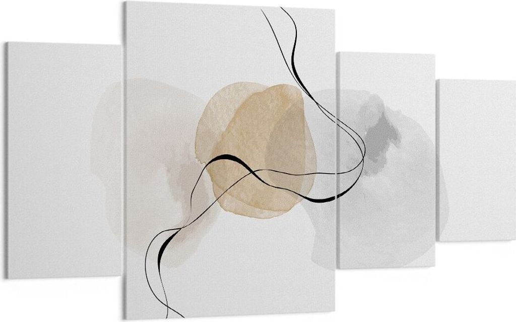 Bild auf Leinwand - Leinwandbild - 4 Teile - Abstrakt minimalistisch Aquarell - 160x90cm - Wand Bild - Wanddeko - Wandbilder - Leinwanddruck - Bild...