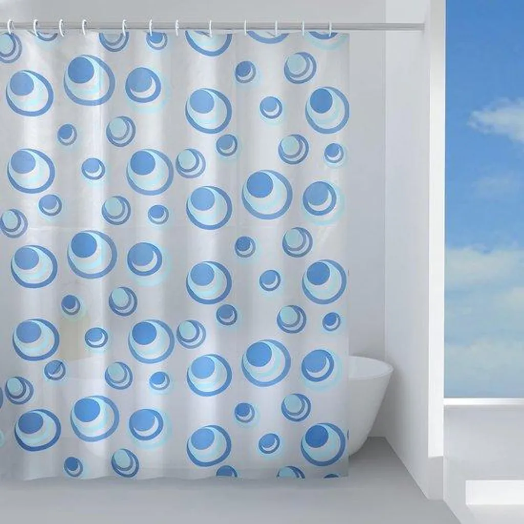 Rideau de douche bleu clair au design moderne et dimensions 180 x 200 cm