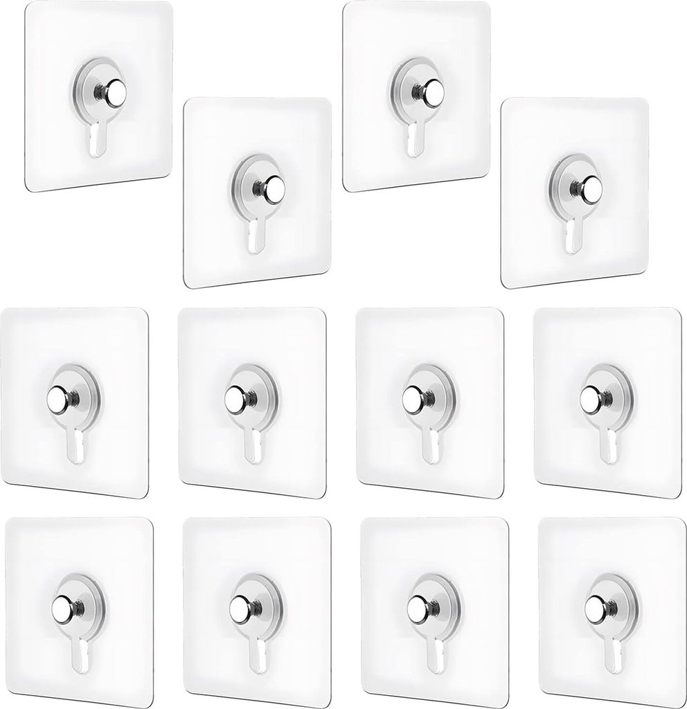 12 Stück Clous de Suspension Collants Vis Adhésives Détachables Crochets for Tableaux Muraux Crochets Adhésives Pour Accrocher Photos, Cadres e...