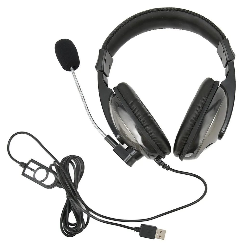 Casque gaming USB filaire avec micro rotatif pour PC PS4 et ordinateur