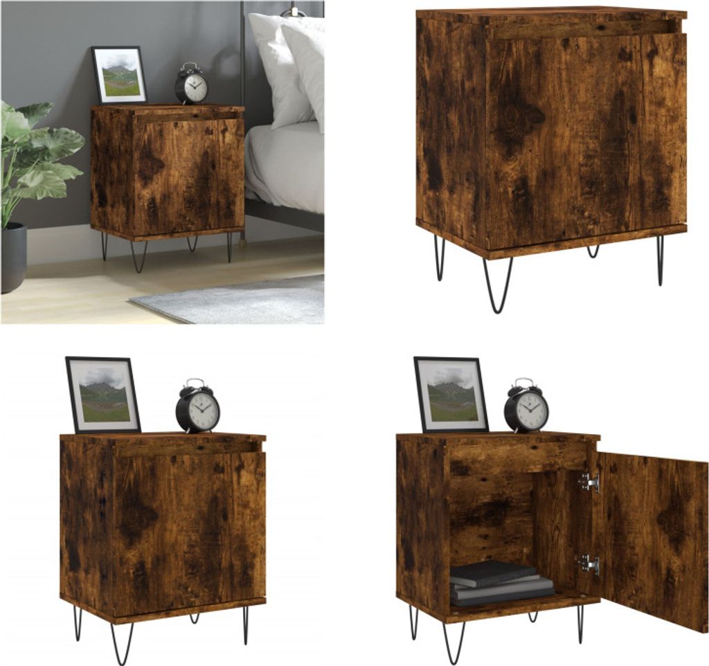 vidaXL Nachttisch Räuchereiche 40x30x50 cm Holzwerkstoff - Nachttisch - Nachttischschränke - Nachtschrank - Bettschrank