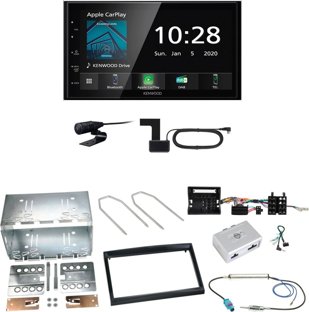 Kenwood DMX5020DABS Android Auto Einbauset für Citroen C2 C3 Berlingo Jumpy