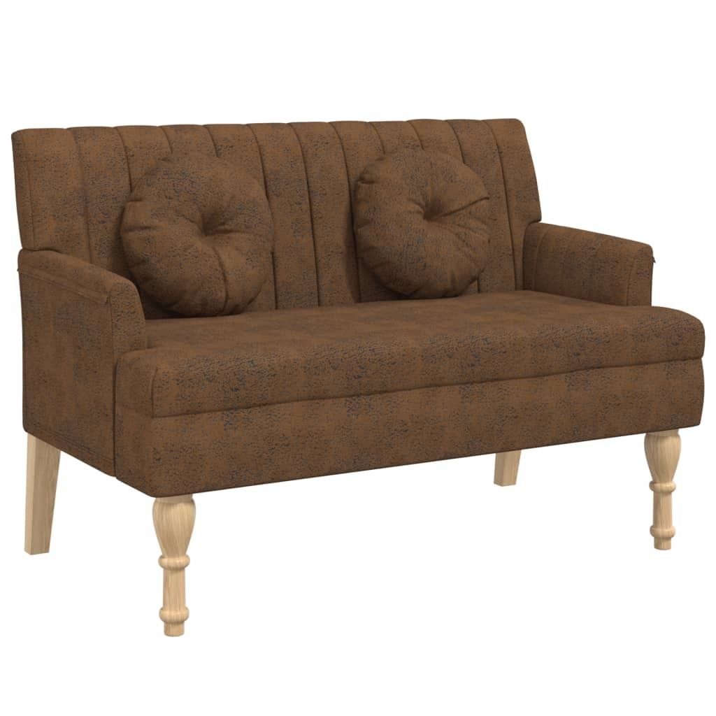 Sitzbank mit Kissen Braun 113x64,5x75,5 cm Wildleder-Optik