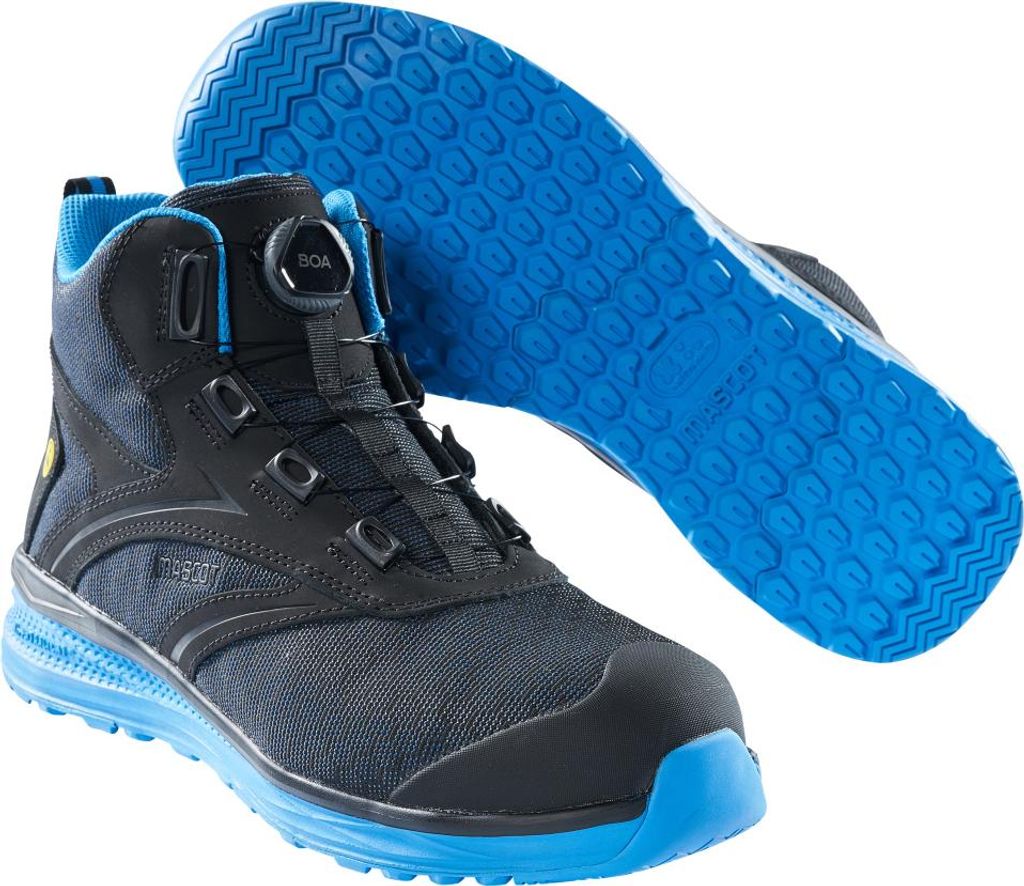 Mascot Sicherheitsstiefel S1P mit BOA Sicherheitsstiefelette S1P Sicherheitsschuhe Gr. 36, schwarz/kornblau