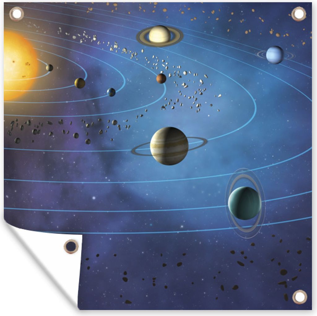 MuchoWow 50x50 cm Outdoor-Poster Gartendeko Sichtschutz Garten Poster für den Garten Eine Illustration des großen Sonnensystems