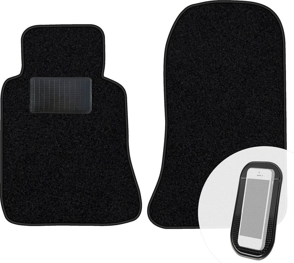 moto-MOLTICO Vorne Fußmatten Auto Velours Autoteppiche Schwarz Automatten Set 2-teilig passend für Mercedes-Benz E-Klasse W124 1985-1997