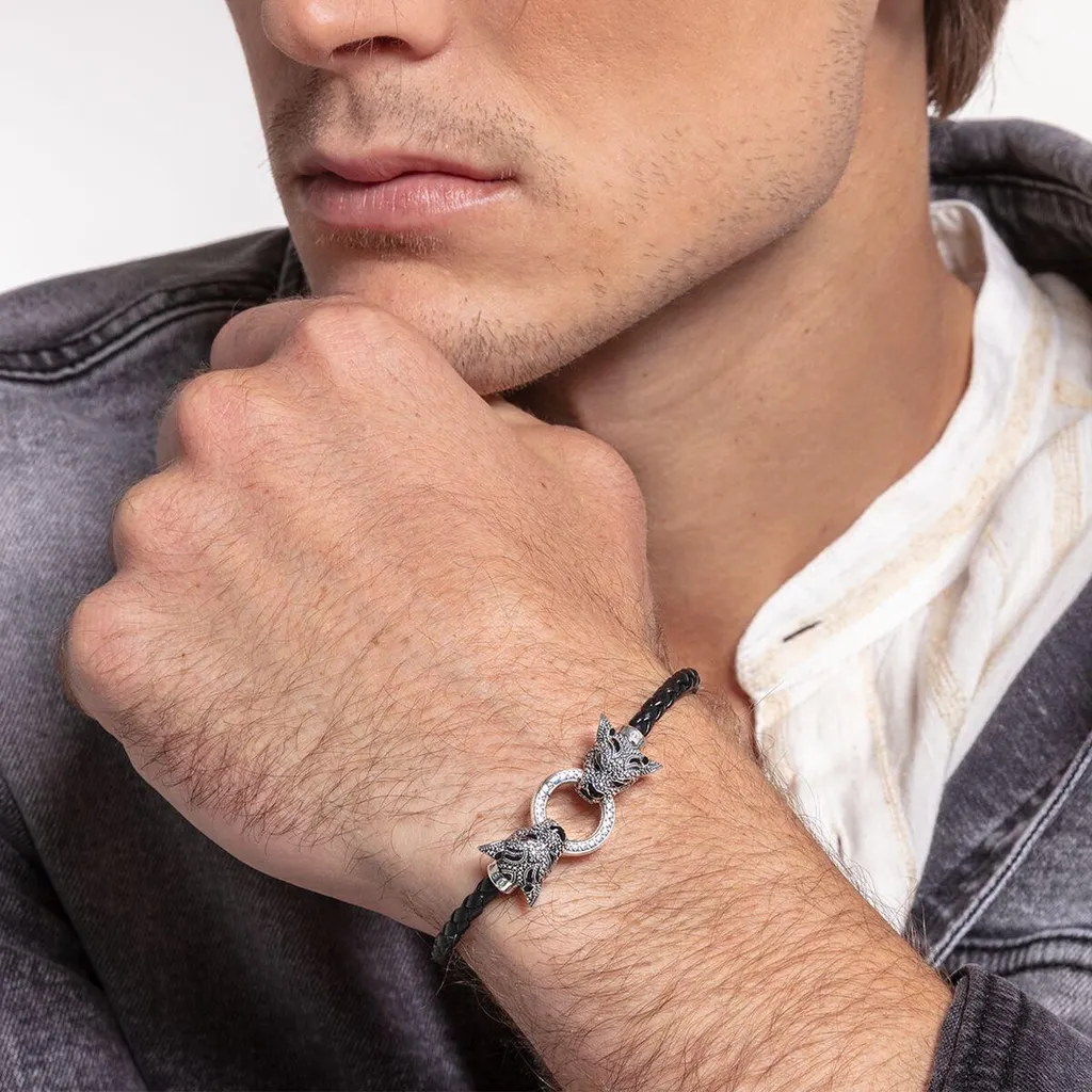 Bracelet Argent Robuste Thomas Sabo A1932 Anti-Ternissement Chat 19cm - 2